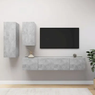 Vidaxl 4 Piece Tv Stand Set Concrete Gray Engineered Wood