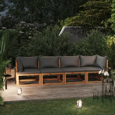 Vidaxl 4-seater Garden Sofa With Cushion Solid Acacia Wood, 3057608 In Brown