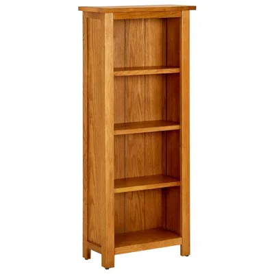 Vidaxl 4-tier Bookcase 17.7"x8.7"x43.3" Solid Oak Wood In Neutral