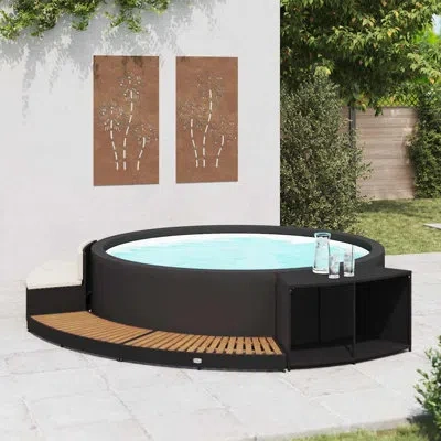 Vidaxl 48.8" D Hot Tub Step In Black