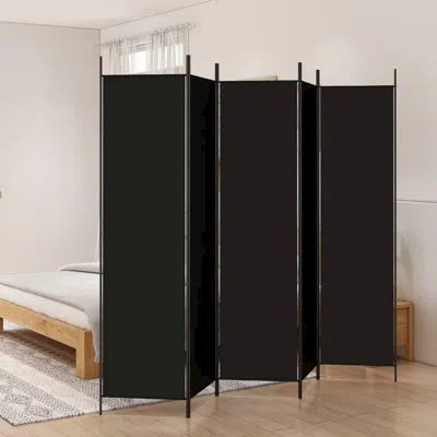 Vidaxl 5-panel Room Divider Black 98.4"x78.7" Fabric