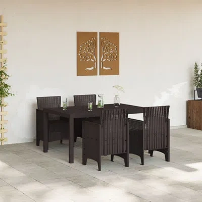 Vidaxl 5 Piece Garden Dining Set Poly Rattan In Brown