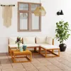 Vidaxl 5 Piece Garden Lounge Set With Cushion Cream Solid Acacia Wood, 3057633