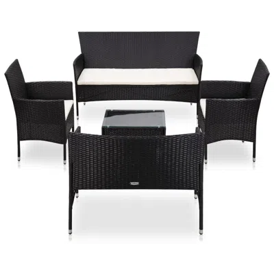 Vidaxl 5 Piece Garden Lounge Set With Cushions Poly Rattan Black, 45893