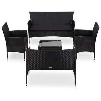 Vidaxl 5 Piece Garden Lounge Set With Cushions Poly Rattan Black, 45895