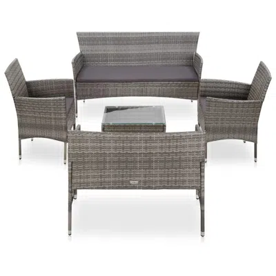 Vidaxl 5 Piece Garden Lounge Set With Cushions Poly Rattan Gray, 45894