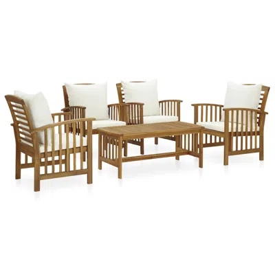 Vidaxl 5 Piece Garden Lounge Set With Cushions Solid Acacia Wood, 3057978 In Brown