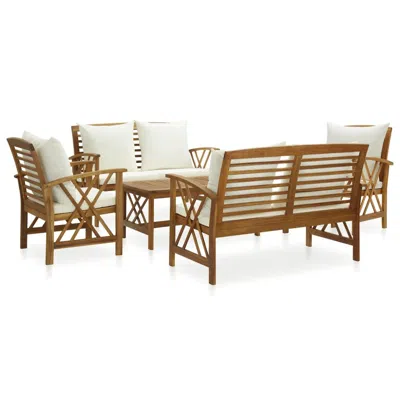 Vidaxl 5 Piece Garden Lounge Set With Cushions Solid Acacia Wood, 3057989 In Brown