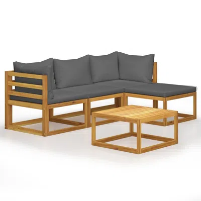 Vidaxl 5 Piece Garden Lounge Set With Cushions Solid Acacia Wood, 45914 In Neutral