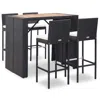 Vidaxl 5 Piece Outdoor Bar Set Poly Rattan And Acacia Wood Black, 49564