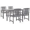 Vidaxl 5 Piece Outdoor Dining Set Gray Solid Acacia Wood, 45940