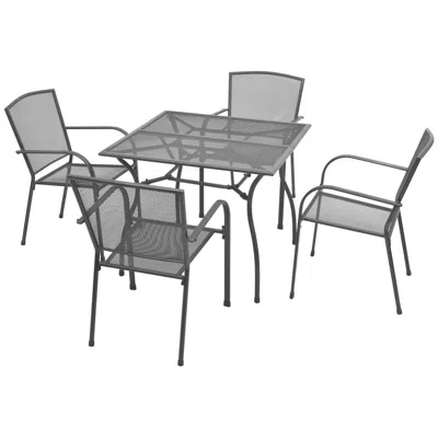 Vidaxl 5 Piece Outdoor Dining Set Steel Anthracite, 42707 In Gray
