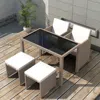 Vidaxl 5 Piece Outdoor Dining Set With Cushions Poly Rattan Beige, 42555