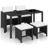 Vidaxl 5 Piece Outdoor Dining Set With Cushions Poly Rattan Black, 42521