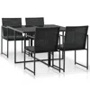 Vidaxl 5 Piece Outdoor Dining Set With Cushions Poly Rattan Black, 44443