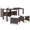 Vidaxl 5 Piece Outdoor Dining Set With Cushions Poly Rattan Brown, 42525