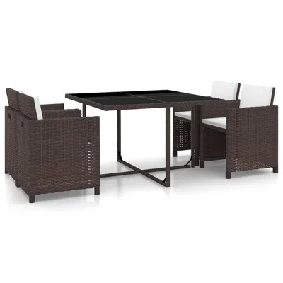 Vidaxl 5 Piece Outdoor Dining Set With Cushions Poly Rattan Brown, 43899
