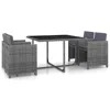 Vidaxl 5 Piece Outdoor Dining Set With Cushions Poly Rattan Gray, 43901