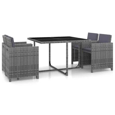 Vidaxl 5 Piece Outdoor Dining Set With Cushions Poly Rattan Gray, 43901