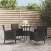 Vidaxl 5 Piece Patio Bistro Set With Cushions Black Poly Rattan