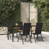 Vidaxl 5 Piece Patio Dining Set Black And Brown Poly Rattan