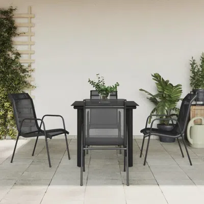 Vidaxl 5 Piece Patio Dining Set Black Steel And Textilene