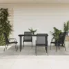 Vidaxl 5 Piece Patio Dining Set Black Steel And Textilene