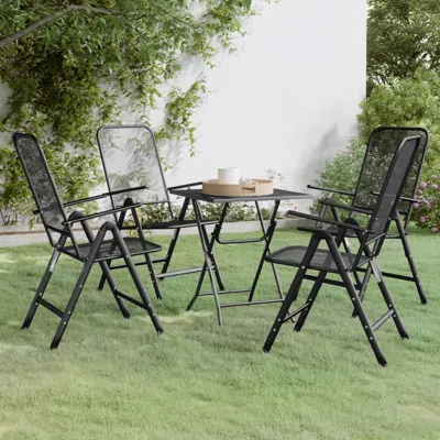Vidaxl 5 Piece Patio Dining Set Expanded Metal Mesh Anthracite In Black