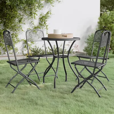 Vidaxl 5 Piece Patio Dining Set Expanded Metal Mesh Anthracite In Black