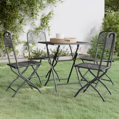 Vidaxl 5 Piece Patio Dining Set Expanded Metal Mesh Anthracite In Black
