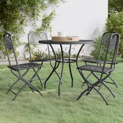 Vidaxl 5 Piece Patio Dining Set Expanded Metal Mesh Anthracite In Gray