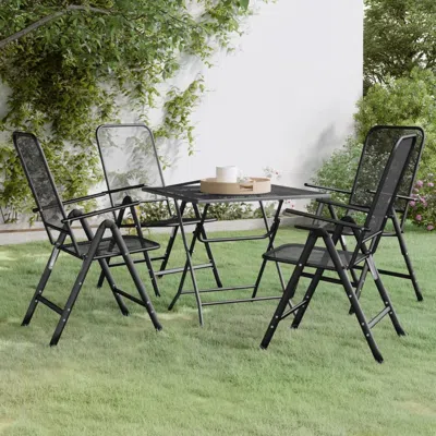 Vidaxl 5 Piece Patio Dining Set Expanded Metal Mesh Anthracite In Black