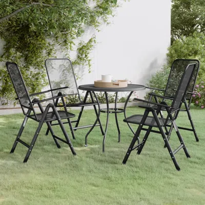 Vidaxl 5 Piece Patio Dining Set Expanded Metal Mesh Anthracite In Black