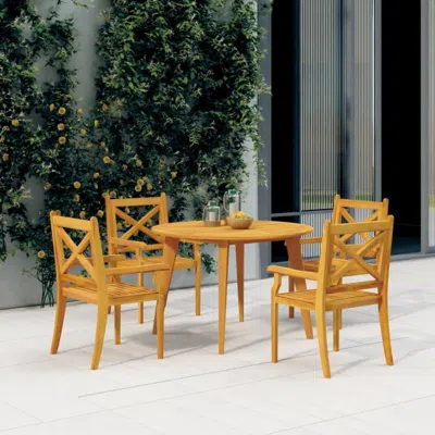 Vidaxl 5 Piece Patio Dining Set Solid Wood Acacia In Brown
