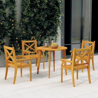 Vidaxl 5 Piece Patio Dining Set Solid Wood Acacia In Brown