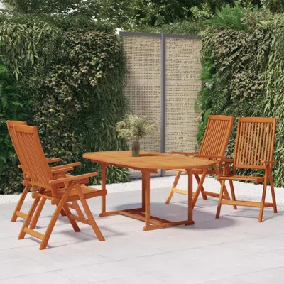 Vidaxl 5 Piece Patio Dining Set Solid Wood Eucalyptus In Brown