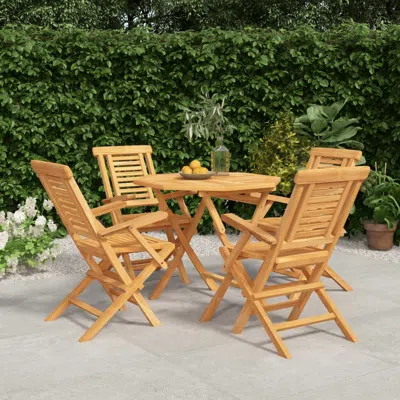 Vidaxl 5 Piece Patio Dining Set Solid Wood Teak In Neutral