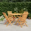 Vidaxl 5 Piece Patio Dining Set Solid Wood Teak