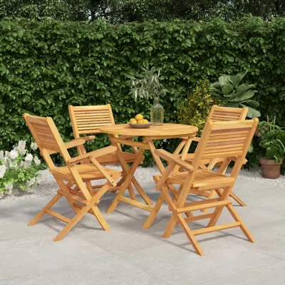 Vidaxl 5 Piece Patio Dining Set Solid Wood Teak In Brown