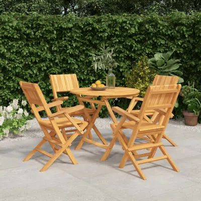 Vidaxl 5 Piece Patio Dining Set Solid Wood Teak In Neutral
