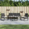 Vidaxl 5 Piece Patio Dining Set With Cushions Black Pp Rattan