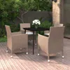 Vidaxl 5 Piece Patio Dining Set With Cushions Poly Rattan And Glass