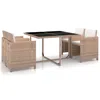 Vidaxl 5 Piece Patio Dining Set With Cushions Poly Rattan Beige