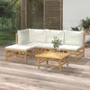 Vidaxl 5 Piece Patio Lounge Set With Cream White Cushions Bamboo