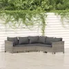 Vidaxl 5 Piece Patio Lounge Set With Cushions Gray Poly Rattan