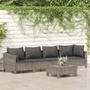 Vidaxl 5 Piece Patio Lounge Set With Cushions Gray Poly Rattan