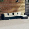 Vidaxl 5 Piece Patio Lounge Set With Cushions Poly Rattan Black