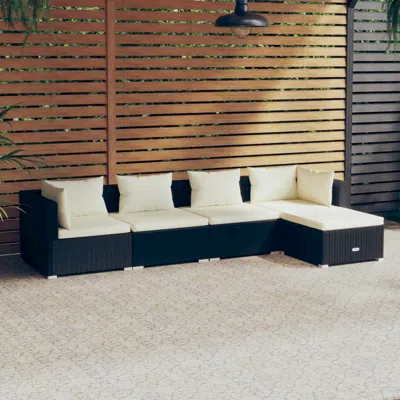 Vidaxl 5 Piece Patio Lounge Set With Cushions Poly Rattan Black In Blue