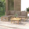 Vidaxl 5 Piece Patio Lounge Set With Taupe Cushions Bamboo