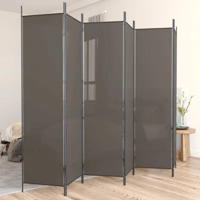 Vidaxl 6-panel Room Divider Anthracite 118.1"x78.7" Fabric In Brown
